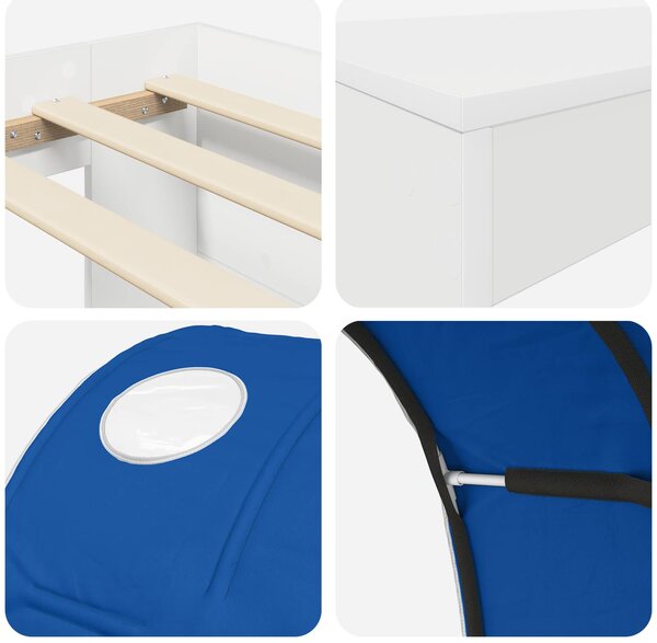 Krevet s tunelom 4 pcs Artisian hrast i plava Konstruirano drvo - Smeđa / 118,6 x 193,2 x 75,1 cm