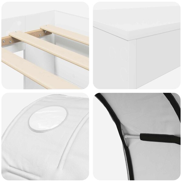 Krevet s tunelom 4 pcs Artisian hrast i bijela - Smeđa / 118,6 x 193,2 x 75,1 cm