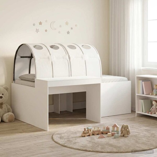 Krevet s tunelom 4 pcs Artisian hrast i bijela - Smeđa / 118,6 x 193,2 x 75,1 cm