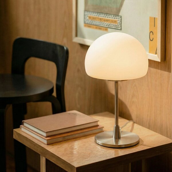 Fabas Luce Gaia Velika stolna lampa s funkcijom dodira, bijela, Sivo, spavaća soba, Metal