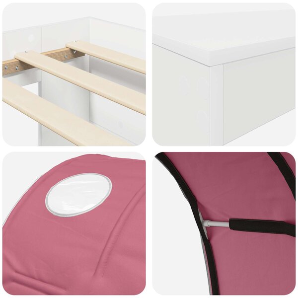 Krevet s tunelom 4 pcs Artisian hrast i ružičasta - Smeđa / 118,6 x 193,2 x 75,1 cm