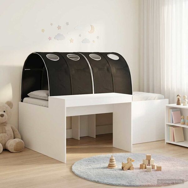 Krevet s tunelom 4 pcs Artisian hrast i crna Konstruirano drvo - Smeđa / 118,6 x 193,2 x 75,1 cm