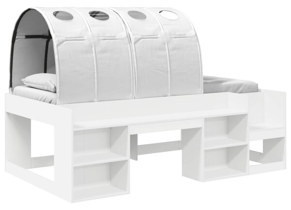 Krevet s tunelom s policom 3 pcs Bijela Konstrukcijsko drvo - Bijela / 98.5 x 200 cm