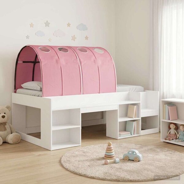 Krevet s tunelom 3 pcs Bijela i ružičasta Konstruirano drvo - Bijela / 75 x 190 cm