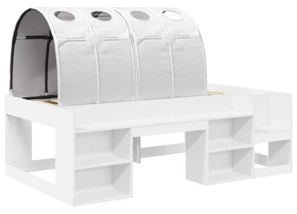 Krevet s tunelom s policom 3 pcs Bijela Konstrukcijsko drvo - Bijela / 98.5 x 200 cm
