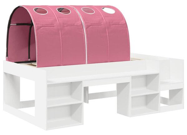 Krevet s tunelom 3 pcs Bijela i ružičasta Konstrukcijsko drvo - Bijela / 98.5 x 200 cm