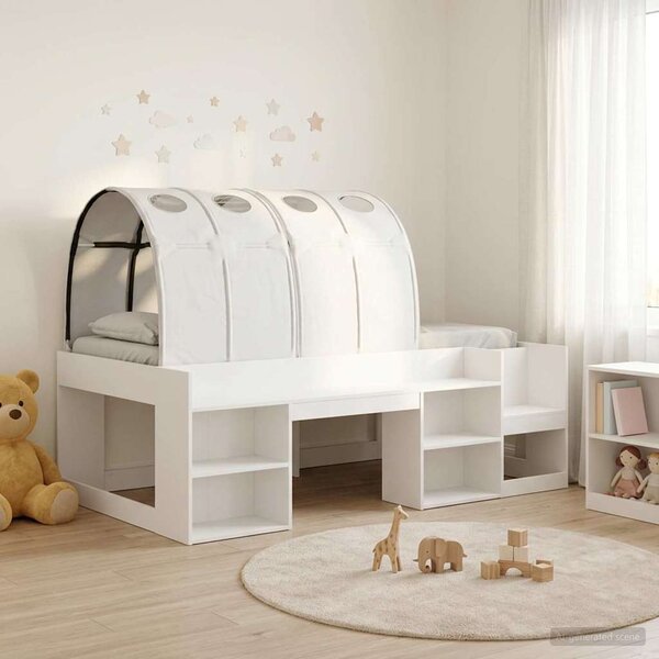 Krevet s tunelom s policom 3 pcs Bijela Konstruirano drvo - Bijela / 75 x 190 cm