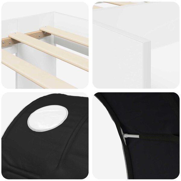 Krevet s tunelom 3 pcs Bijela i crna Konstruirano drvo - Bijela / 75 x 190 cm