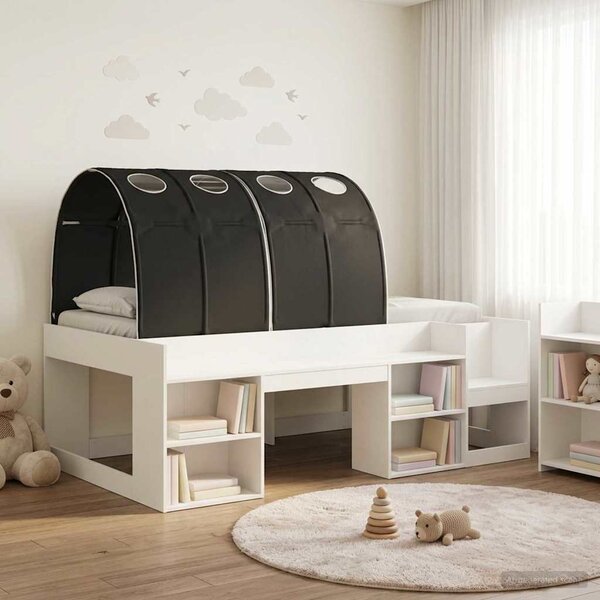Krevet s tunelom 3 pcs Bijela i crna Konstruirano drvo - Bijela / 75 x 190 cm