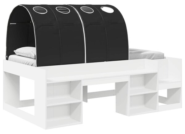 Krevet s tunelom 3 pcs Bijela i crna Konstruirano drvo - Bijela / 75 x 190 cm