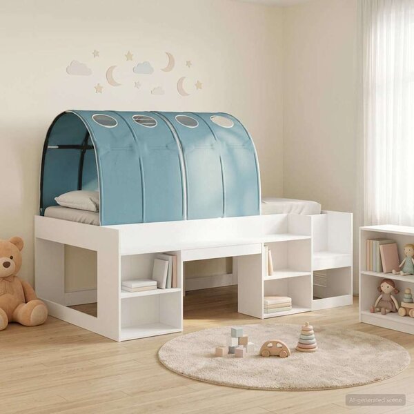 Krevet s tunelom 3 pcs Bijela i svjetloplava Konstruirano drvo - Bijela / 75 x 190 cm