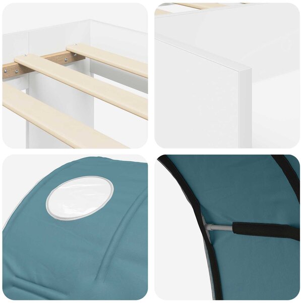 Krevet s tunelom 3 pcs Bijela i svjetloplava Konstruirano drvo - Bijela / 75 x 190 cm