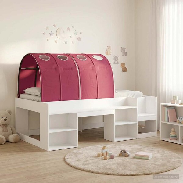 Krevet s tunelom 3 pcs Bijela i crvena Konstruirano drvo - Bijela / 75 x 190 cm
