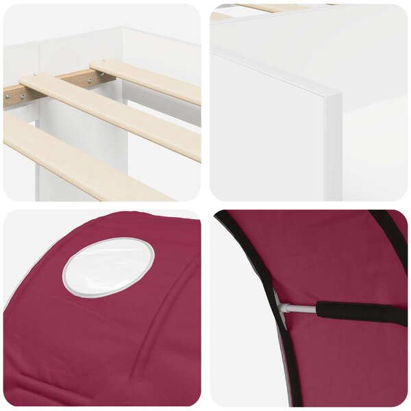 Krevet s tunelom 3 pcs Bijela i crvena Konstrukcijsko drvo - Bijela / 98.5 x 200 cm