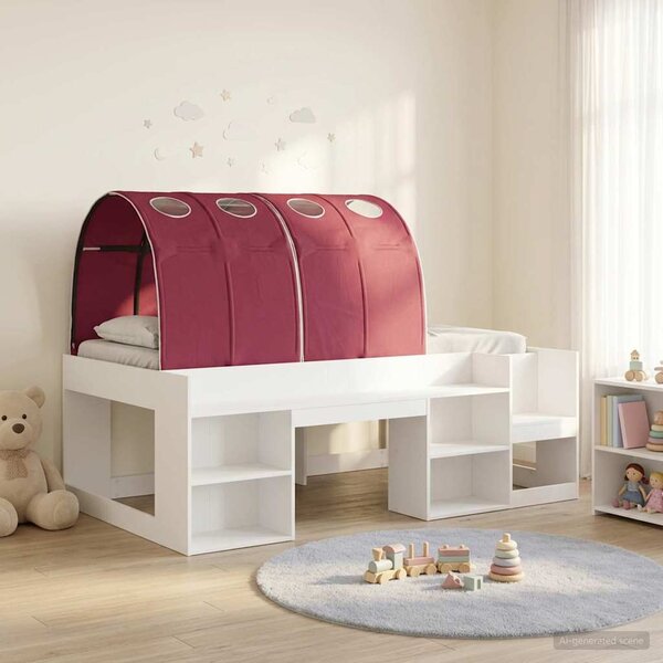 Krevet s tunelom 3 pcs Bijela i crvena Konstruirano drvo - Bijela / 75 x 190 cm