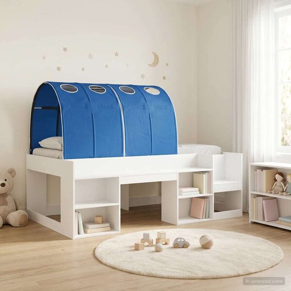 Krevet s tunelom 3 pcs Bijela i plava Konstruirano drvo - Bijela / 75 x 190 cm