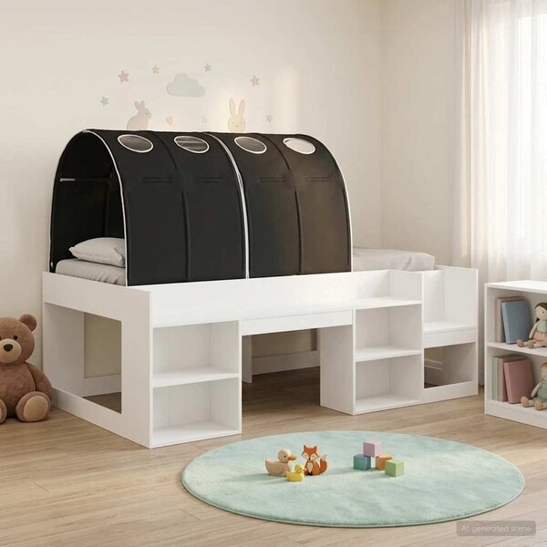 Krevet s tunelom 3 pcs Bijela i crna Konstrukcijsko drvo - Bijela / 98.5 x 200 cm