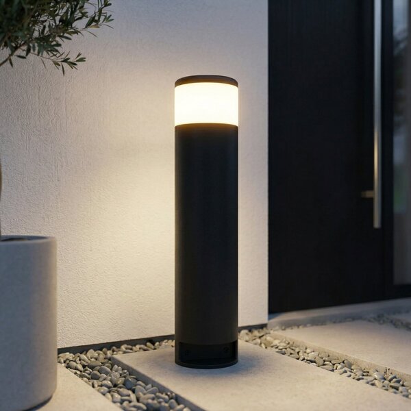 Lucande postolje lampa Corban, siva, vrata, grla, G9, IP44, prigušiva, Crno, Aluminij