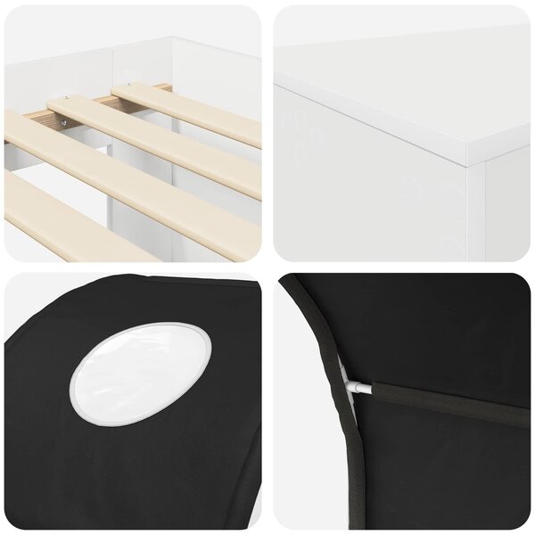 Krevet s Tunnels 4 pcs Artisian hrast i crna Konstruirano drvo - Smeđa / 123,6 x 163,2 x 75,1 cm