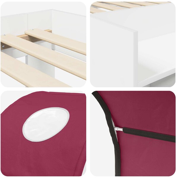 Krevet s Tunnels 4 pcs Bijela i crvena Konstruirano drvo - Bijela / 80 x 160 cm