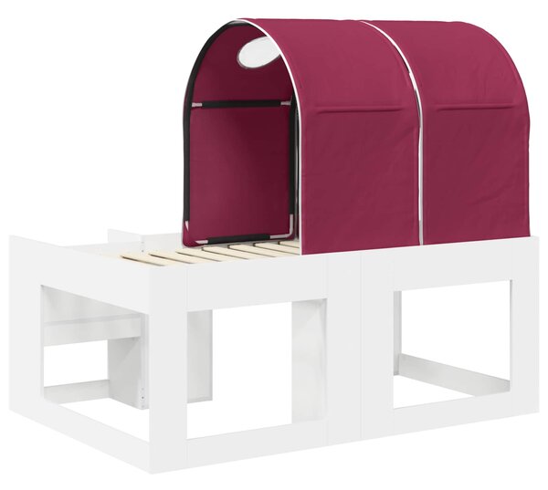 Krevet s Tunnels 4 pcs Bijela i crvena Konstruirano drvo - Bijela / 80 x 160 cm