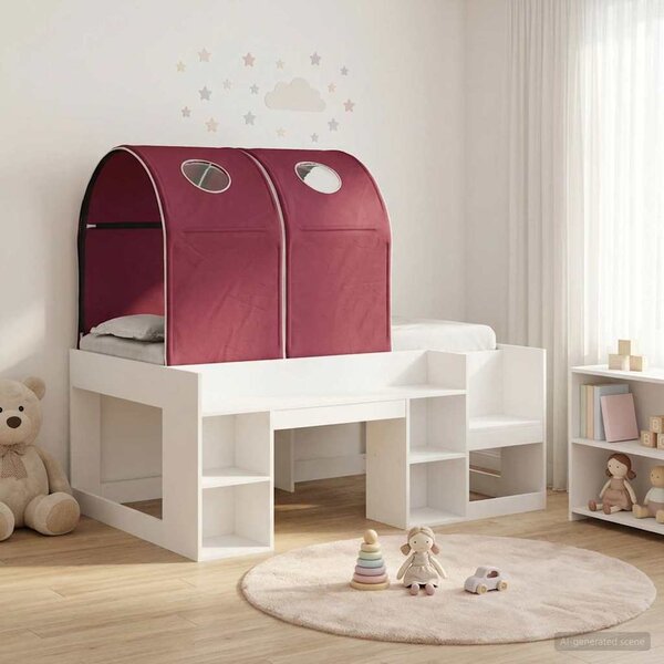 Krevet s Tunnels 4 pcs Bijela i crvena Konstruirano drvo - Bijela / 80 x 160 cm