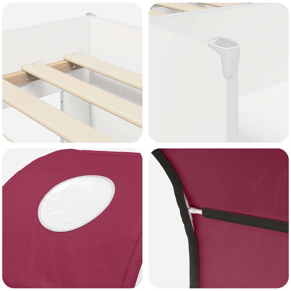 Krevet s Tunelom 4 pcs Bijela i crvena Konstruirano drvo - Bijela / 163 x 101,1 x 68,5 cm