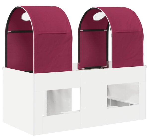 Krevet s Tunelom 4 pcs Bijela i crvena Konstruirano drvo - Bijela / 163 x 101,1 x 68,5 cm