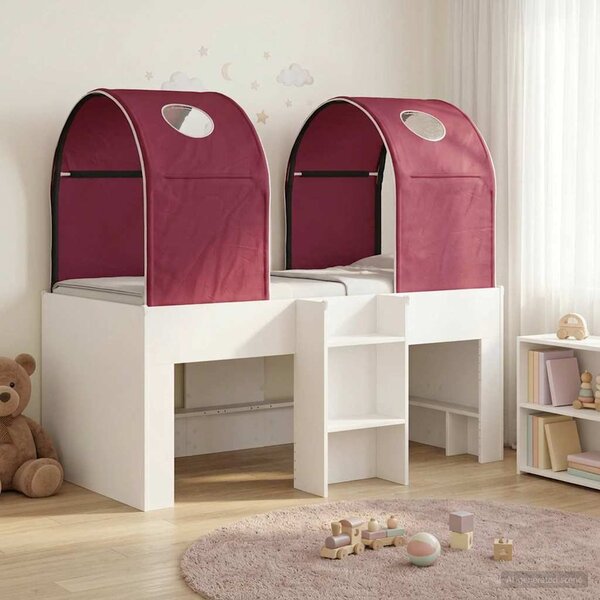 Krevet s Tunelom 4 pcs Bijela i crvena Konstruirano drvo - Bijela / 163 x 101,1 x 68,5 cm
