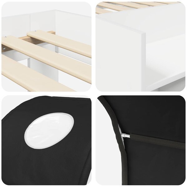 Krevet s Tunnels 4 pcs Bijela i crna Konstruirano drvo - Bijela / 80 x 160 cm