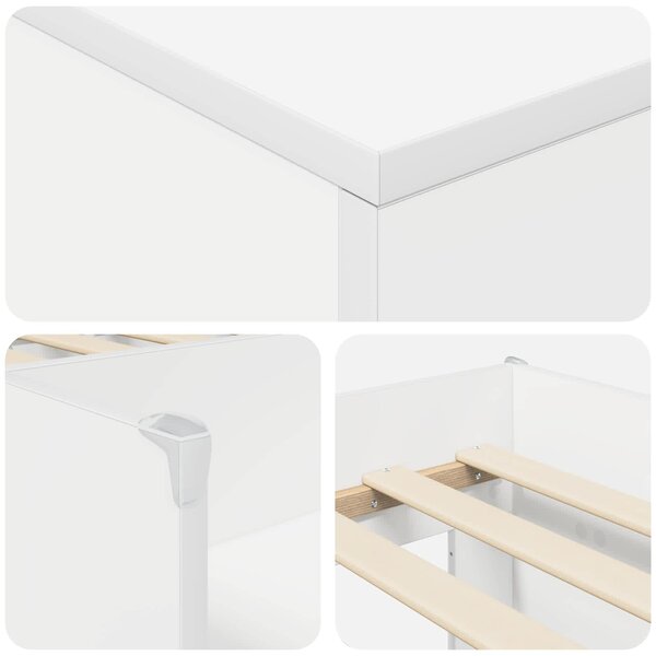 Okvir kreveta potkrovlja s ormarom s pohranom 3 pcs Bijela - Bijela / 98.5 x 200 cm
