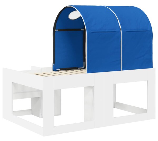 Krevet s Tunnels 4 pcs Bijela i plava Konstruirano drvo - Bijela / 80 x 160 cm