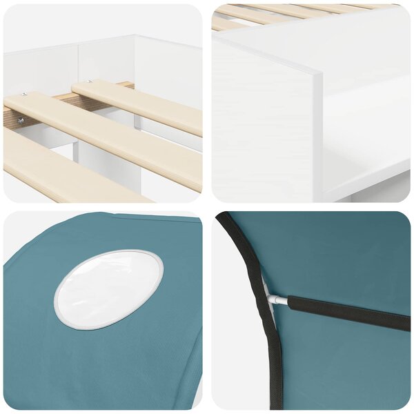 Krevet s Tunnels 4 pcs Bijela i svjetloplava Konstruirano drvo - Bijela / 80 x 160 cm