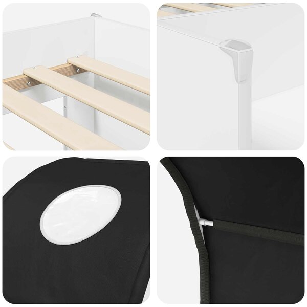 Krevet s Tunelom 4 pcs Bijela i crna Konstruirano drvo - Bijela / 163 x 101,1 x 68,5 cm