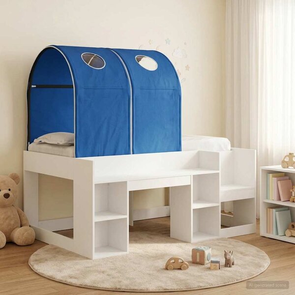 Krevet s Tunnels 4 pcs Bijela i plava Konstruirano drvo - Bijela / 80 x 160 cm