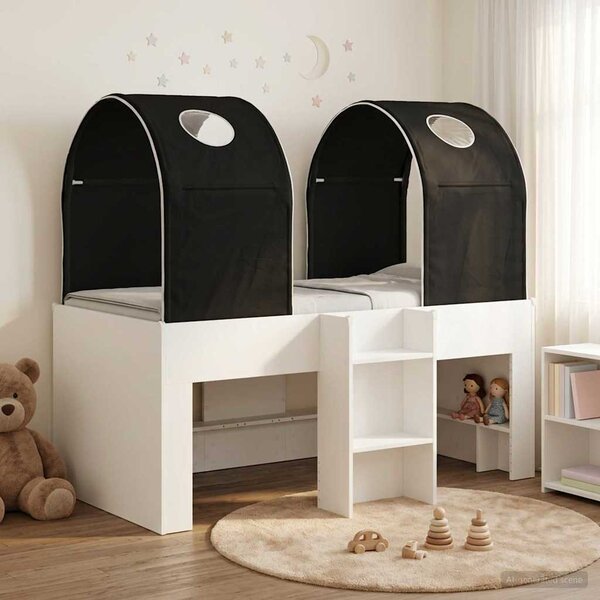 Krevet s Tunelom 4 pcs Bijela i crna Konstruirano drvo - Bijela / 163 x 101,1 x 68,5 cm
