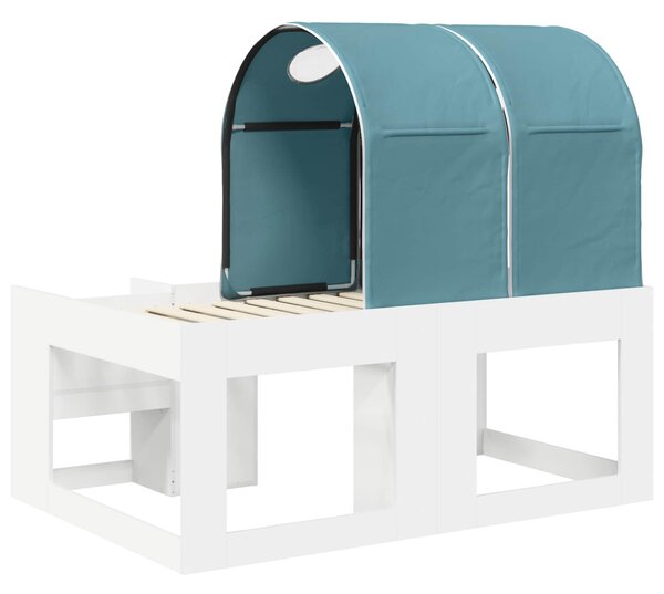 Krevet s Tunnels 4 pcs Bijela i svjetloplava Konstruirano drvo - Bijela / 80 x 160 cm