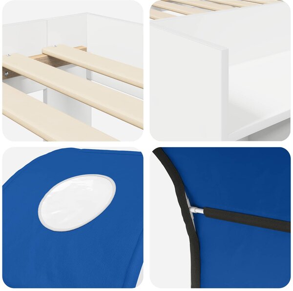 Krevet s Tunnels 4 pcs Bijela i plava Konstruirano drvo - Bijela / 80 x 160 cm