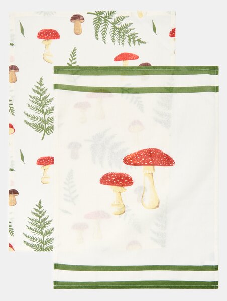 Sinsay - Set pamučnih kuhinjskih krpa s motivom gljiva 2 pack