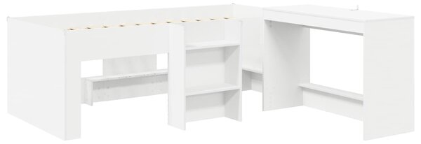 Krevet za djecu s visokim okvirom i stolom Bijela 90 x 190 cm - Bijela / 90 x 190 cm