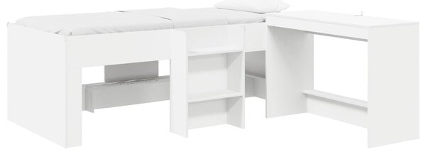 Krevet za djecu s visokim okvirom i stolom Bijela 90 x 190 cm - Bijela / 90 x 190 cm