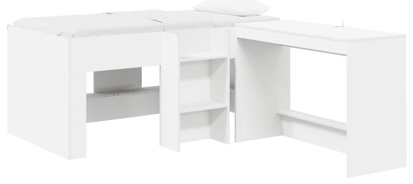 Krevet za djecu s visokim okvirom i stolom Bijela 80 x 160 cm - Bijela / 80 x 160 cm