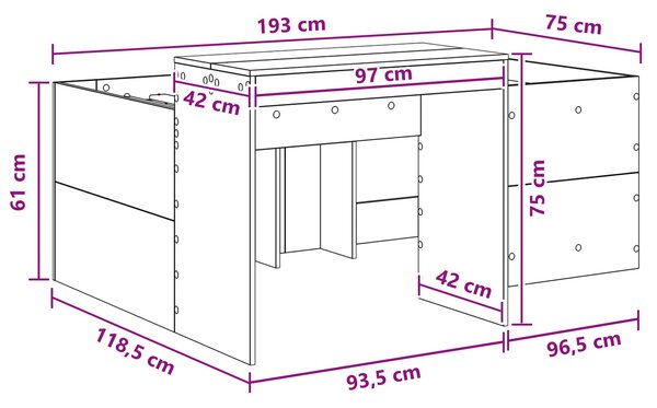 Krevet za djecu s visokim okvirom i stolom Crna 75 x 190 cm - Crna / 75 x 190 cm