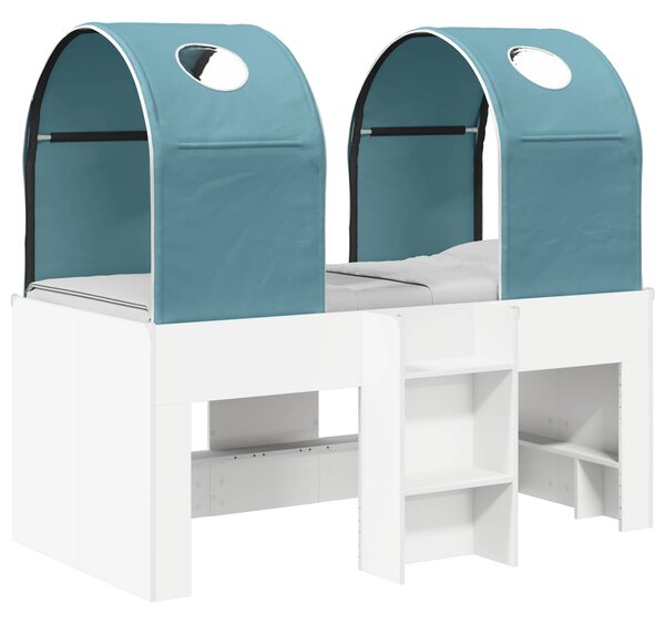 Krevet s Tunelom 4 pcs Bijela i svjetloplava Konstruirano drvo - Bijela / 163 x 101,1 x 68,5 cm