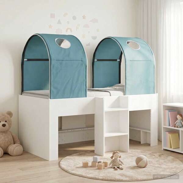 Krevet s Tunelom 4 pcs Bijela i svjetloplava Konstruirano drvo - Bijela / 163 x 101,1 x 68,5 cm