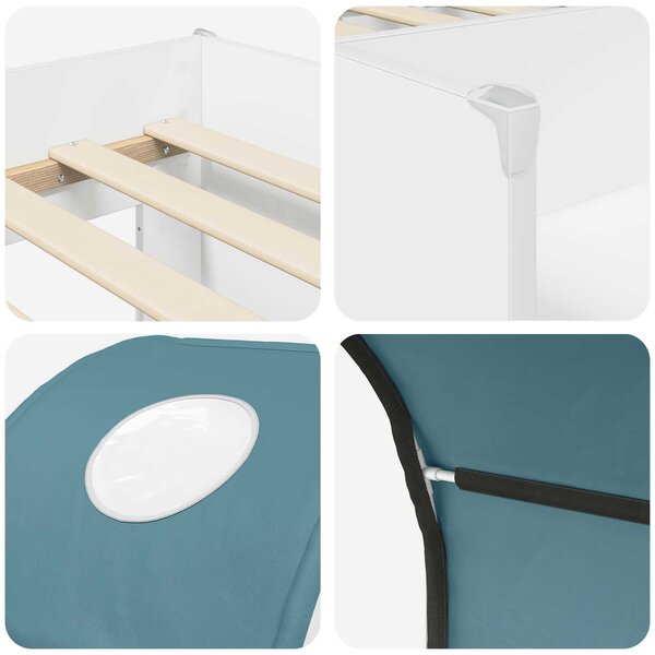 Krevet s Tunelom 4 pcs Bijela i svjetloplava Konstruirano drvo - Bijela / 163 x 101,1 x 68,5 cm