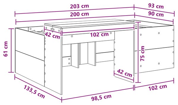 Krevet za djecu s visokim okvirom i stolom Bijela 90 x 200 cm - Bijela / 90 x 200 cm