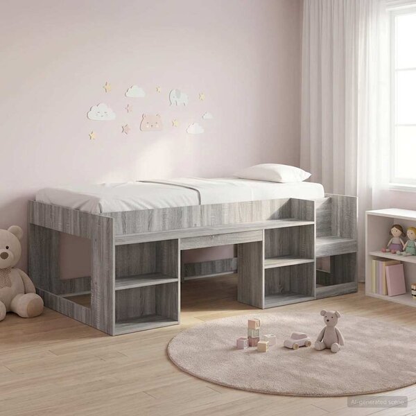 Krevet za djecu s ladicama Siva Sonoma 90 x 190 cm - Smeđa / 90 x 190 cm