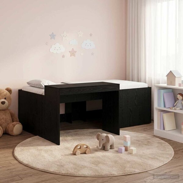 Krevet za djecu s visokim okvirom i stolom Crna 80 x 200 cm - Crna / 80 x 200 cm