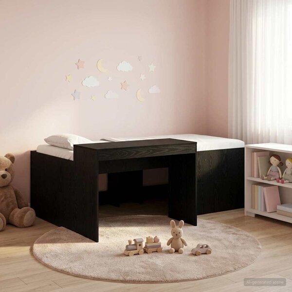 Krevet za djecu s visokim okvirom i stolom Crna 90 x 200 cm - Crna / 90 x 200 cm